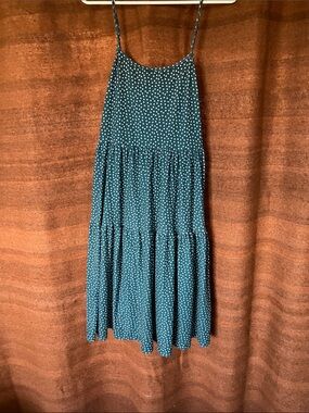 Polka Dot Teal Tiered Midi Dress